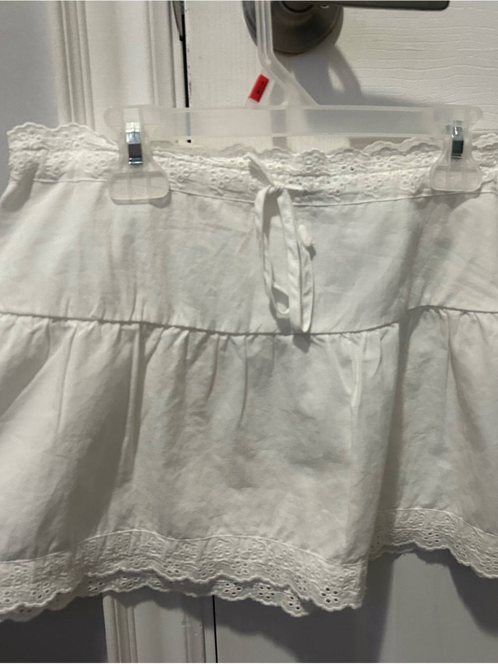 Brandy Melville White Lace-Trim Tiered Mini Skirt
